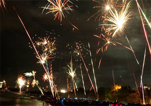 fireworks at kuta beach new year